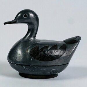 Pewter Duck Trinket Bird Keepsake Jewelry Storage Rustic Cabin Country Decor